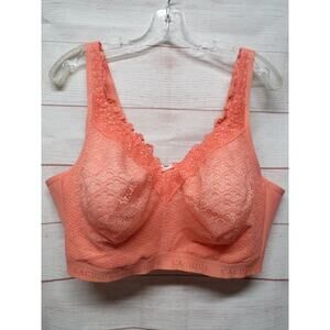 Lane Bryant Cacique Unlined Full Coverage No-Wire Lace Bra 44F Wireless Peach